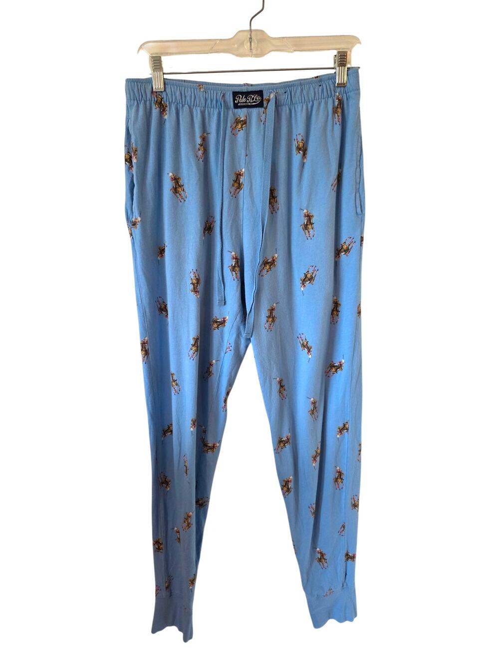 Polo Ralph Lauren Mens Polo Bear Knit Jogger Pajama Pants Size Medium Blue